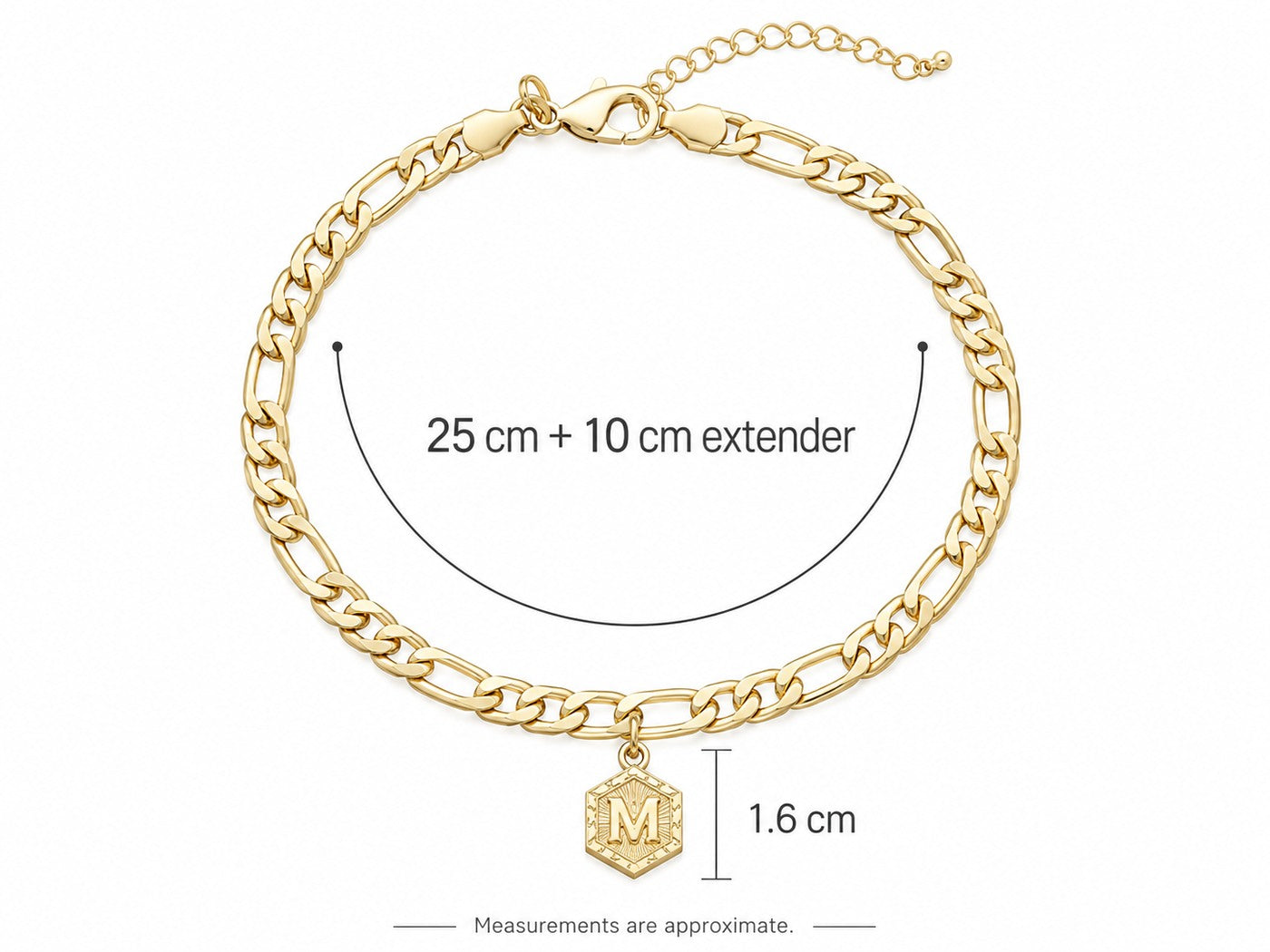 Initial anklet size and dimensions